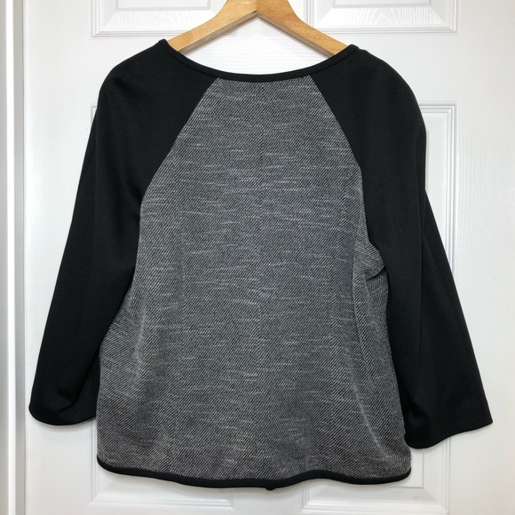 Dana Buchman Women’s Open Waterfall Front Tweed Black Gray Jacket Blazer Size 16 - Picture 6 of 15